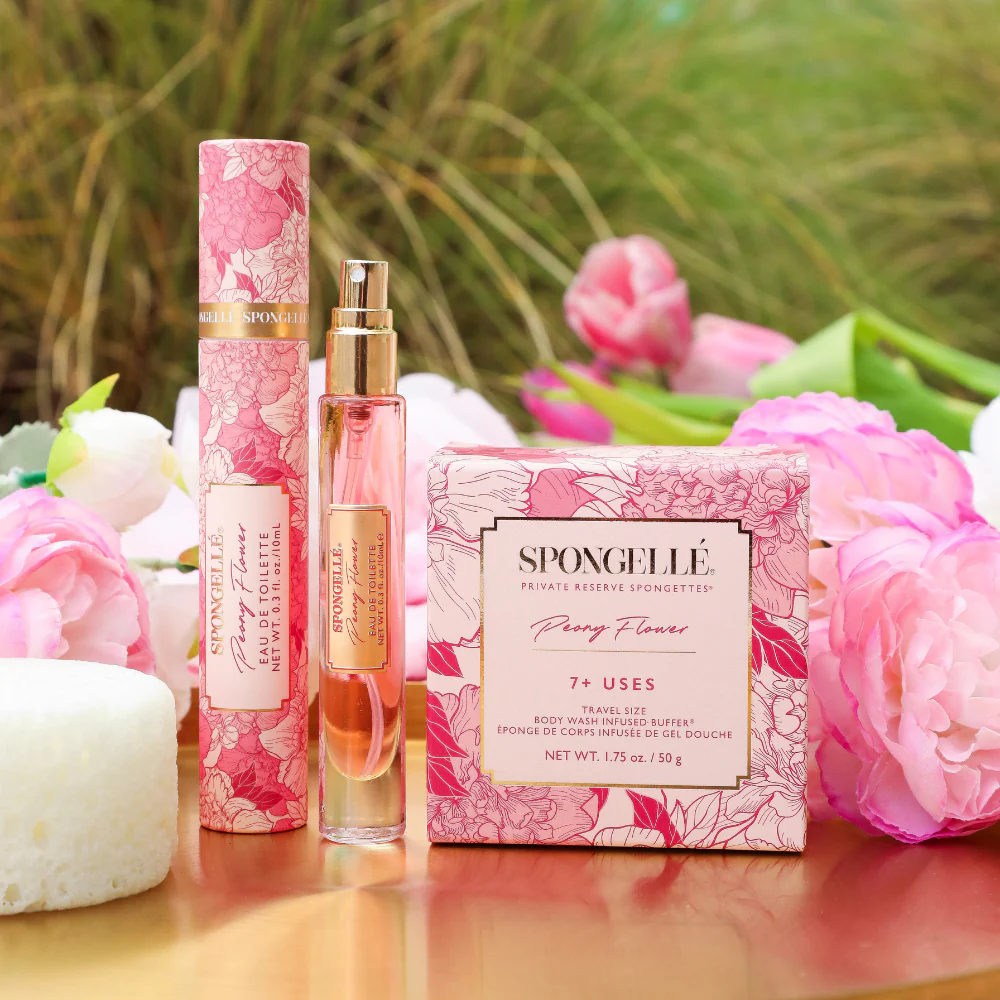 Peony Flower Eau de Toilette & Travel Spongette - Image 2